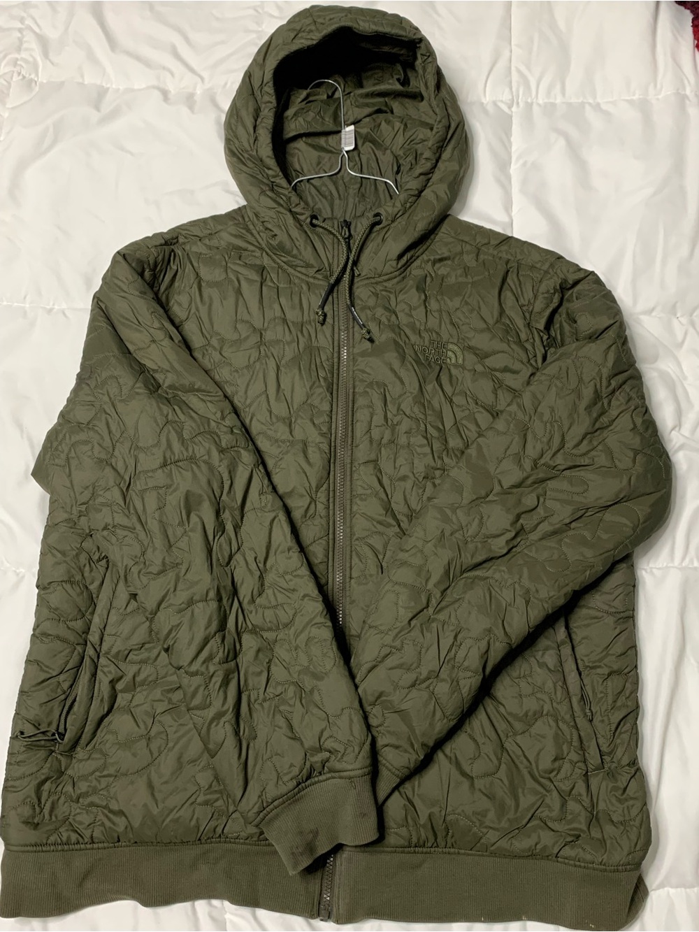 The North Face Men's Olive Quilted Hooded Puffer Jacket